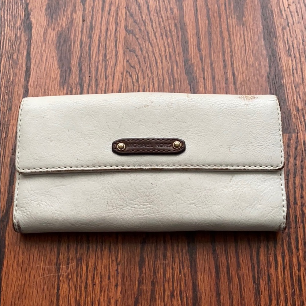 MK off white leather wallet